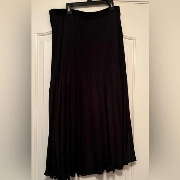 Max Studio Black A-Line Midi Skirt with Permanent Pleats, Size Large, NWT - Picture 3 of 5